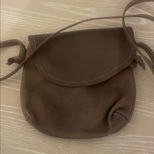 Gray Leather Crossbody Bag